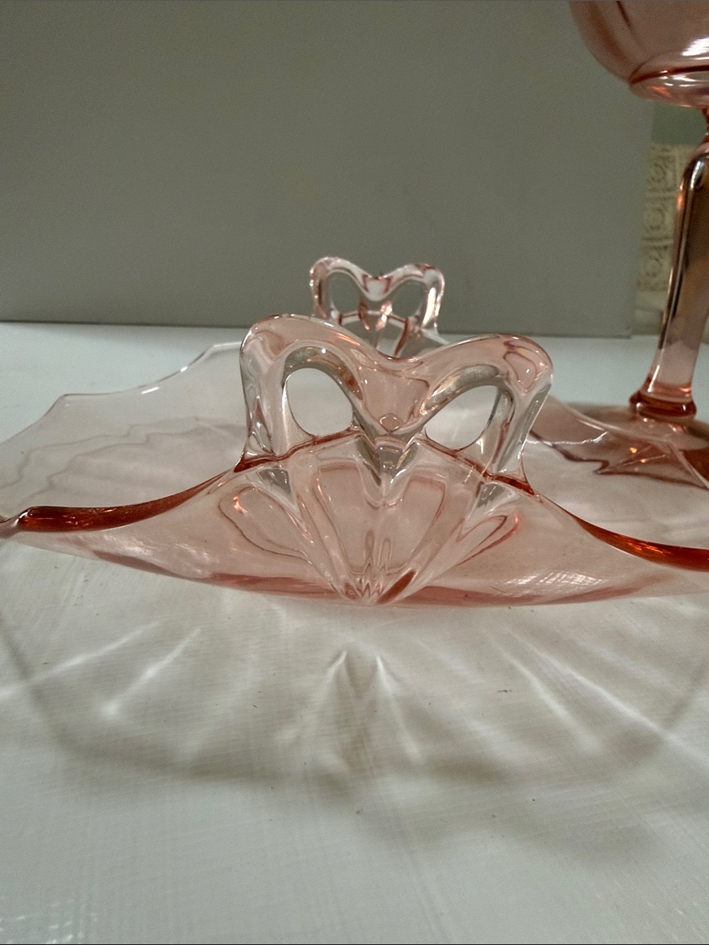 Elegant 1928 Depression Fostoria Fairfax Pink Glass Compote and Matching Dish - Picture 9 of 9